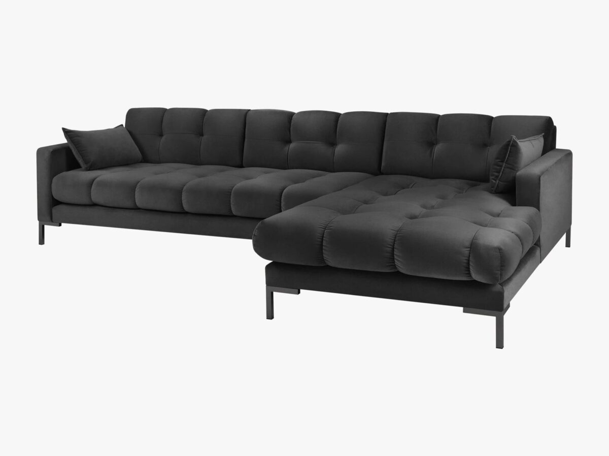Divano angolare 5 posti in velluto Bluvel gambe nere - L293 cm - immagine 8