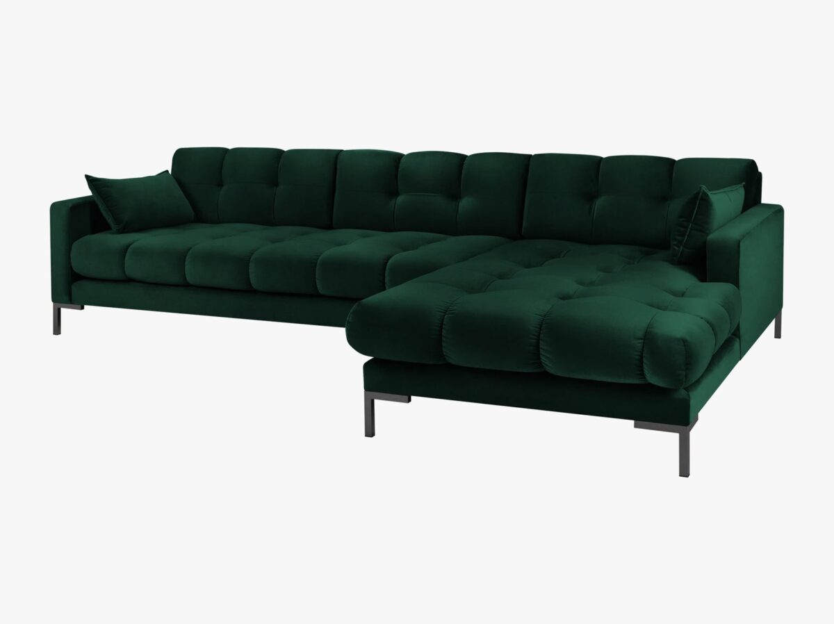 Divano angolare 5 posti in velluto Bluvel gambe nere - L293 cm - immagine 14