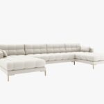 Divano angolare Mamaia 6 posti in velluto Bluvel gambe oro – L383 cm