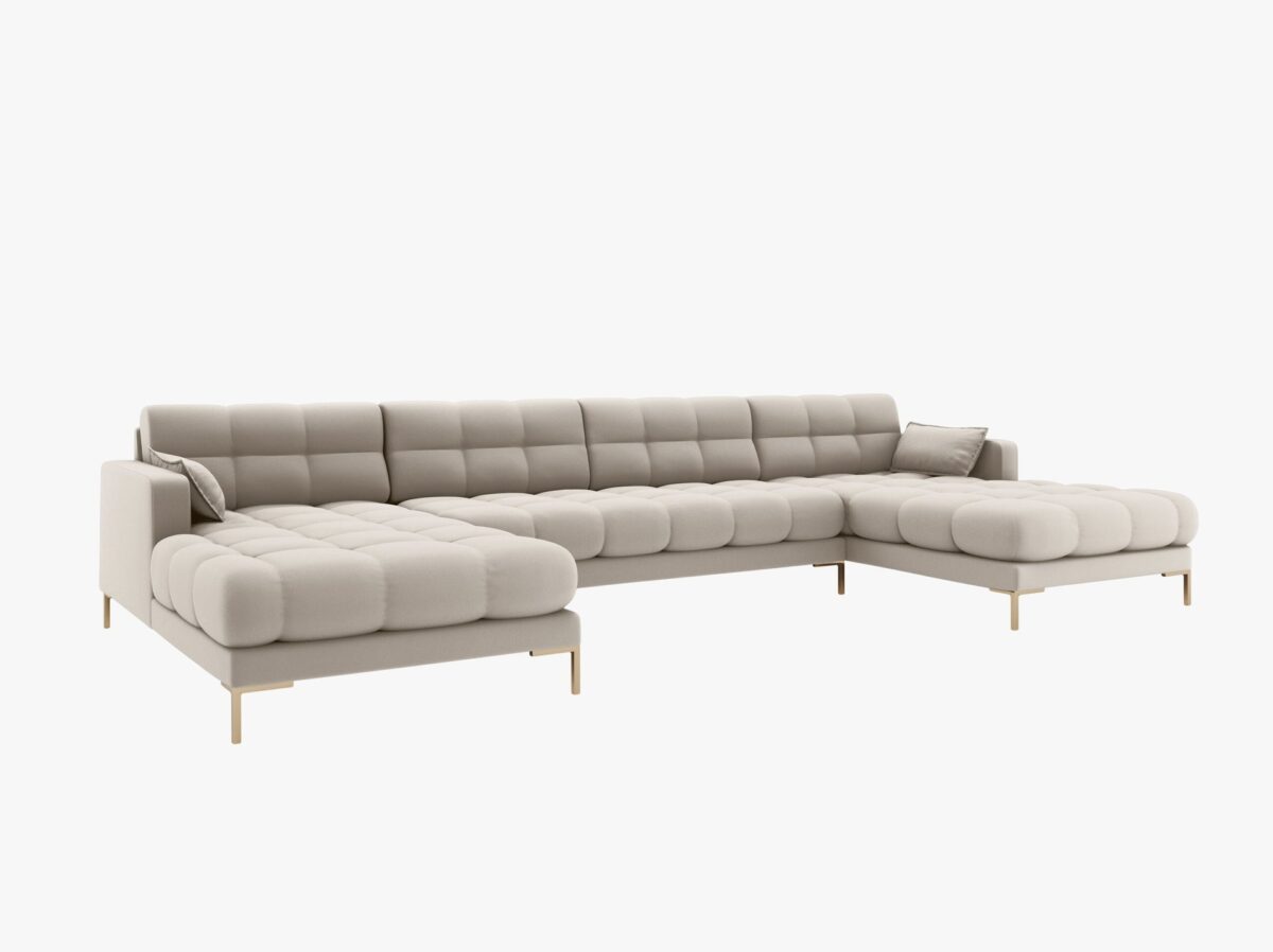 Divano angolare Mamaia 6 posti in velluto Bluvel gambe oro – L383 cm - immagine 9