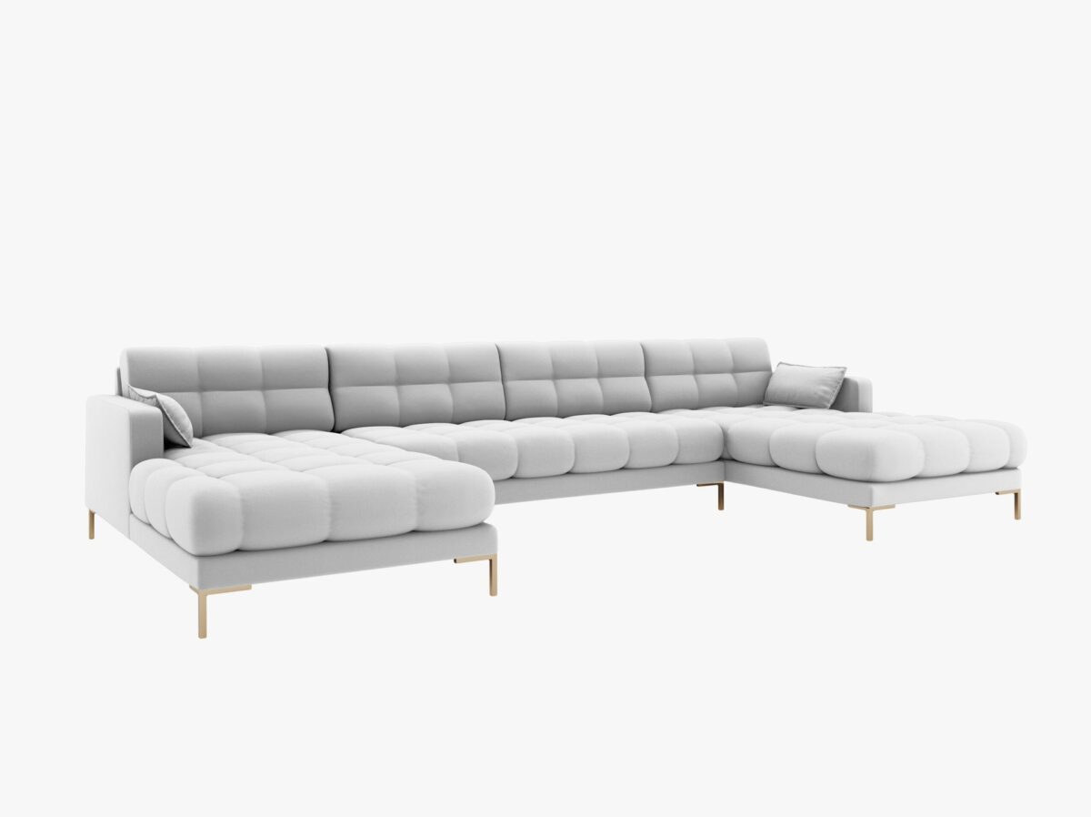 Divano angolare Mamaia 6 posti in velluto Bluvel gambe oro – L383 cm - immagine 7