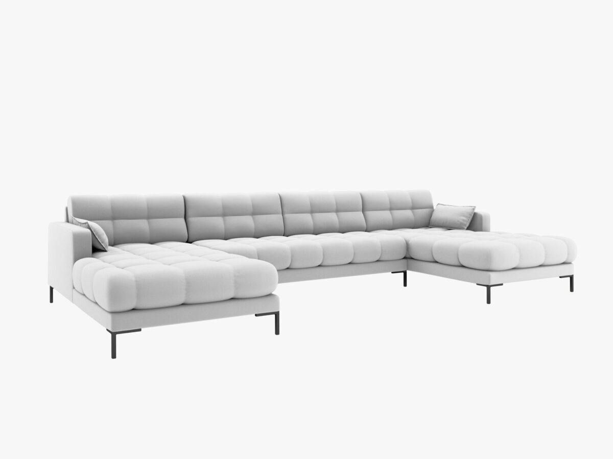 Divano angolare Mamaia 6 posti in velluto Bluvel gambe nere – L383 cm - immagine 9