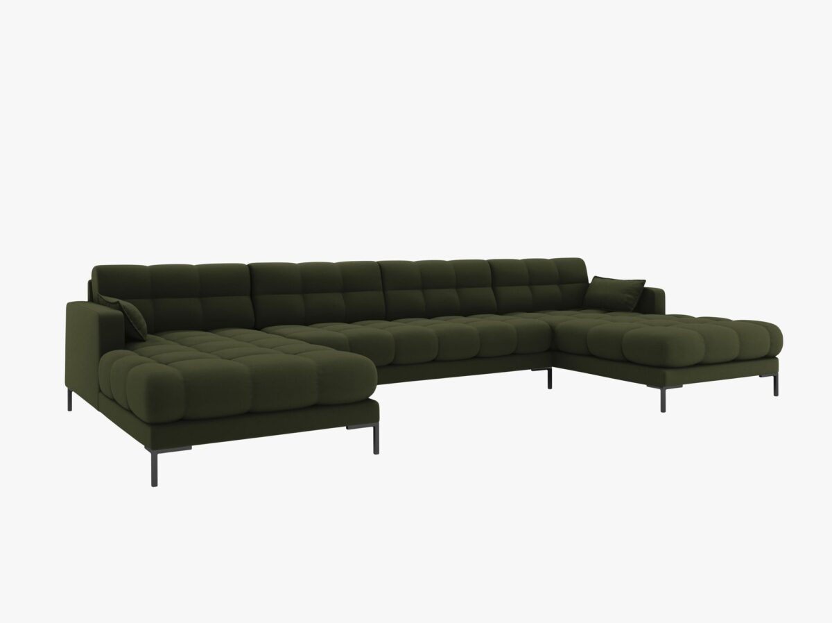 Divano angolare Mamaia 6 posti in velluto Bluvel gambe nere – L383 cm - immagine 8