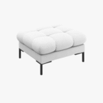 Pouf Mamaia in tessuto Bouclé gambe nere – 60×60 cm