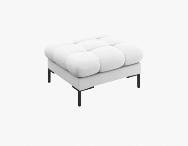 Pouf Mamaia in tessuto Bouclé gambe nere – 60×60 cm