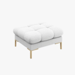 Pouf Mamaia in tessuto Bouclé gambe oro – 60×60 cm