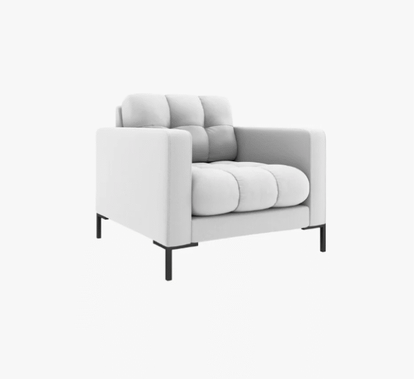 Poltrona Mamaia in tessuto Bouclé gambe nere – L87 cm