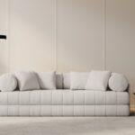 Divano letto Kemi 3 posti in bouclé – L206 cm