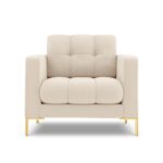 Poltrona Bali in tessuto strutturato gambe oro – L87 cm