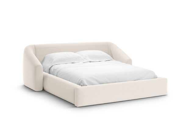 Letto contenitore Campi con testiera in tessuto strutturato – 140x200 cm