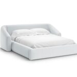 Letto contenitore Campi con testiera in tessuto strutturato – 200x200 cm
