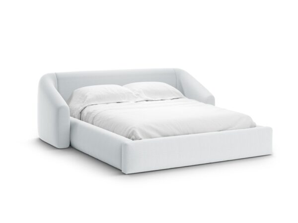 Letto contenitore Campi con testiera in tessuto strutturato – 200x200 cm