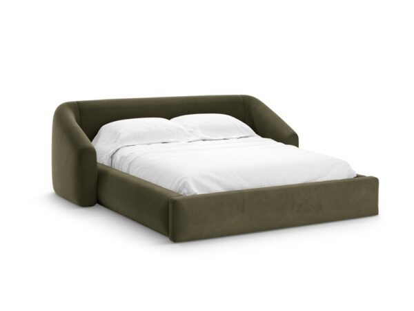 Letto contenitore Campi con testiera in velluto – 200x200 cm