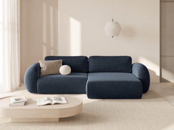 Divano angolare reversibile Tonale 4 posti con vano contenitore in tessuto strutturato – L262x149 cm