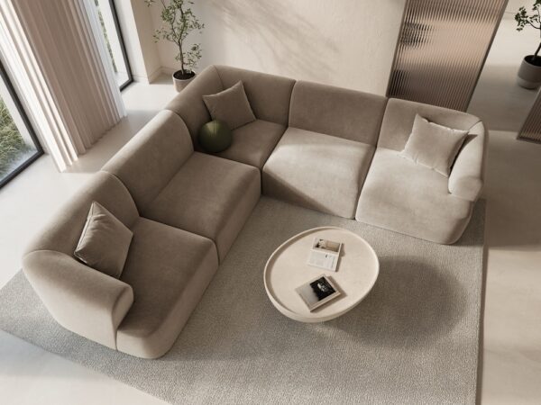 Divano angolare modulare Campi 6 posti in velluto – L255x255 cm