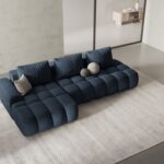Divano angolare Linz 3 posti in tessuto strutturato – L275x142 cm