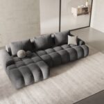 Divano angolare Linz 3 posti in velluto – L275x142 cm