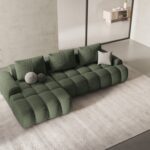 Divano angolare Linz 3 posti in tessuto strutturato – L275x142 cm