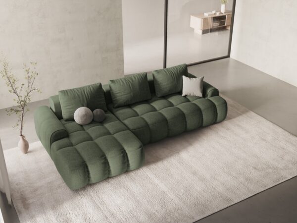 Divano angolare Linz 3 posti in tessuto strutturato – L275x142 cm