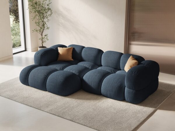Divano angolare Loretto 3 posti in tessuto strutturato – L250x147 cm