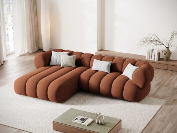 Divano angolare Koge 5 posti in tessuto strutturato – L270x165 cm
