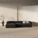 Divano angolare modulare Bergamo 3 posti in tessuto strutturato – L304x152 cm