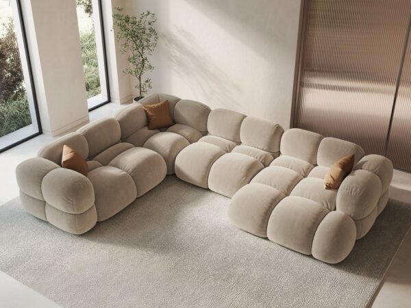 Divano angolare Loretto 5 posti in velluto – L345x250 cm