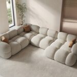 Divano angolare Loretto 5 posti in tessuto strutturato – L345x250 cm
