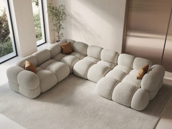 Divano angolare Loretto 5 posti in tessuto strutturato – L345x250 cm