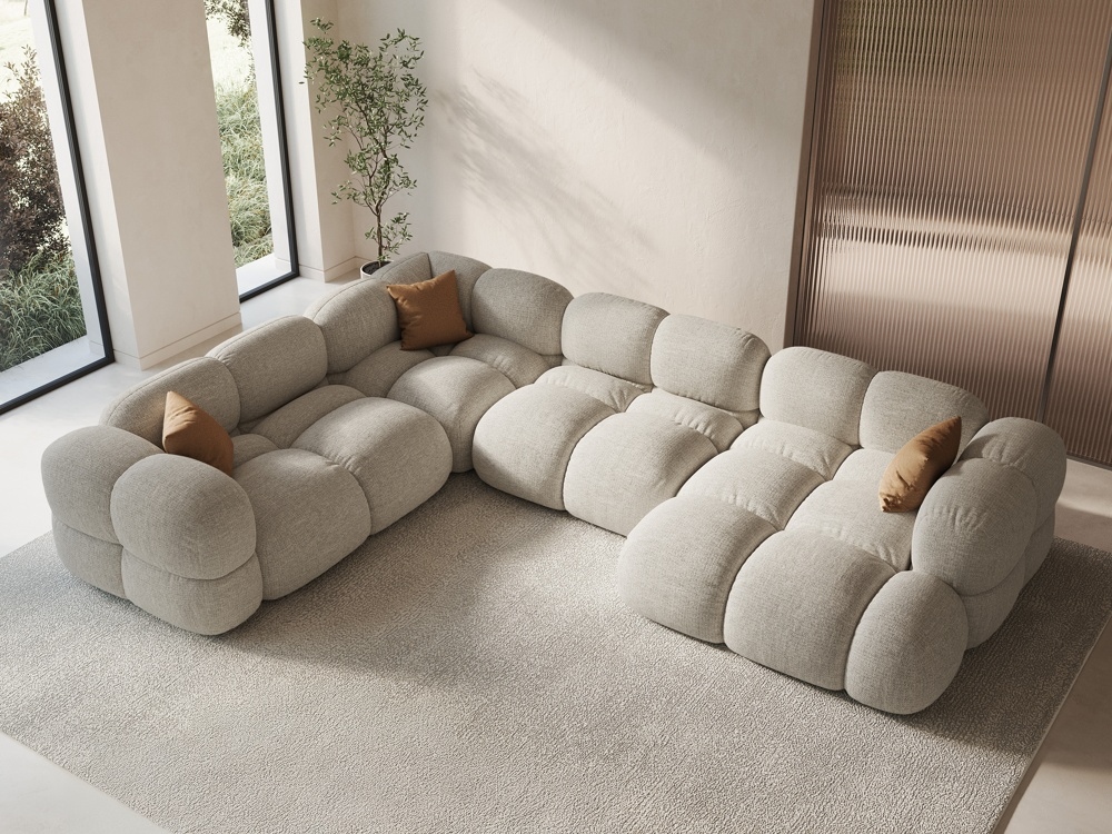 COS_UL_193_F1_LORETTO1-BG Divano angolare Loretto 5 posti in tessuto strutturato – L345x250 cm - immagine 1