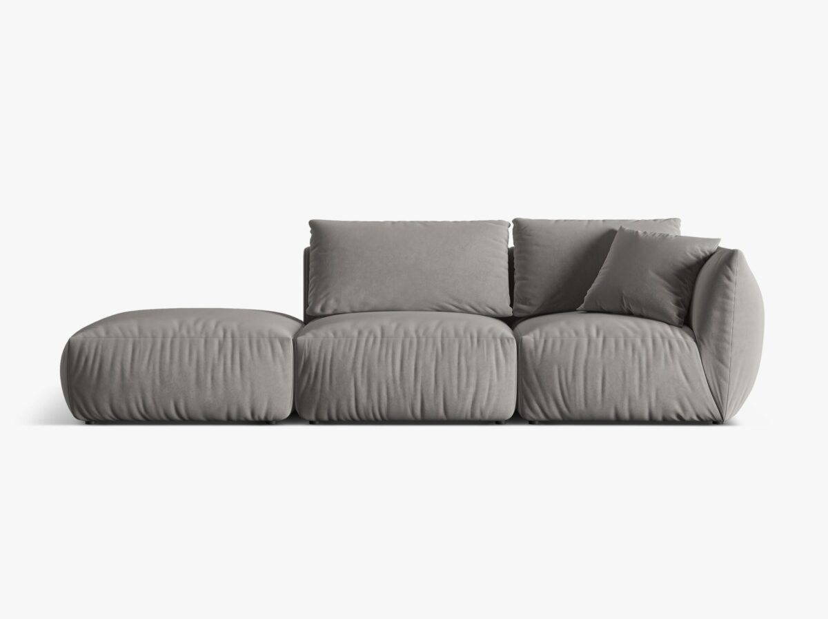 Divano modulare Chris 4 posti in tessuto effetto lino – L315 cm - immagine 6