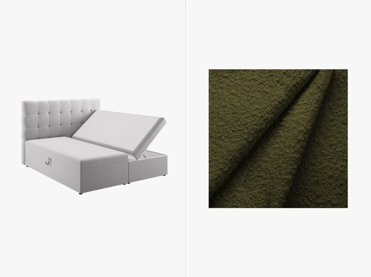 Letto boxspring Mamaia in tessuto Bouclé con contenitore e testiera - 140x200 cm - immagine 6