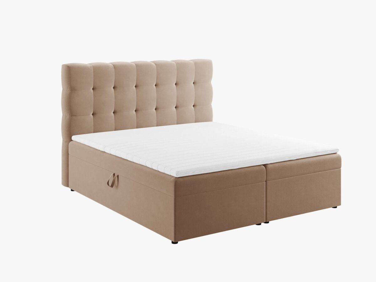 Letto boxspring Mamaia in velluto Bluvel con contenitore e testiera - 140x200 cm - immagine 9