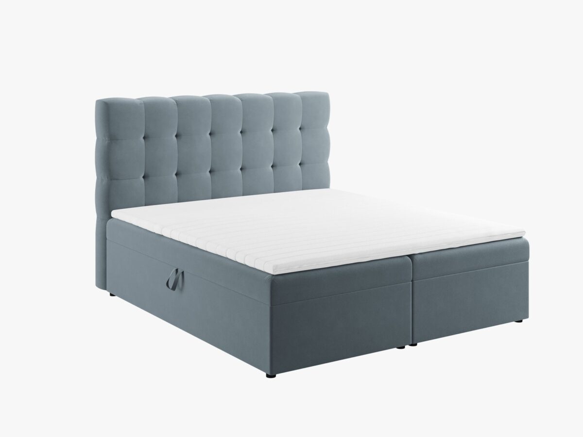 Letto boxspring Mamaia in velluto Bluvel con contenitore e testiera – 180×200 cm - immagine 10