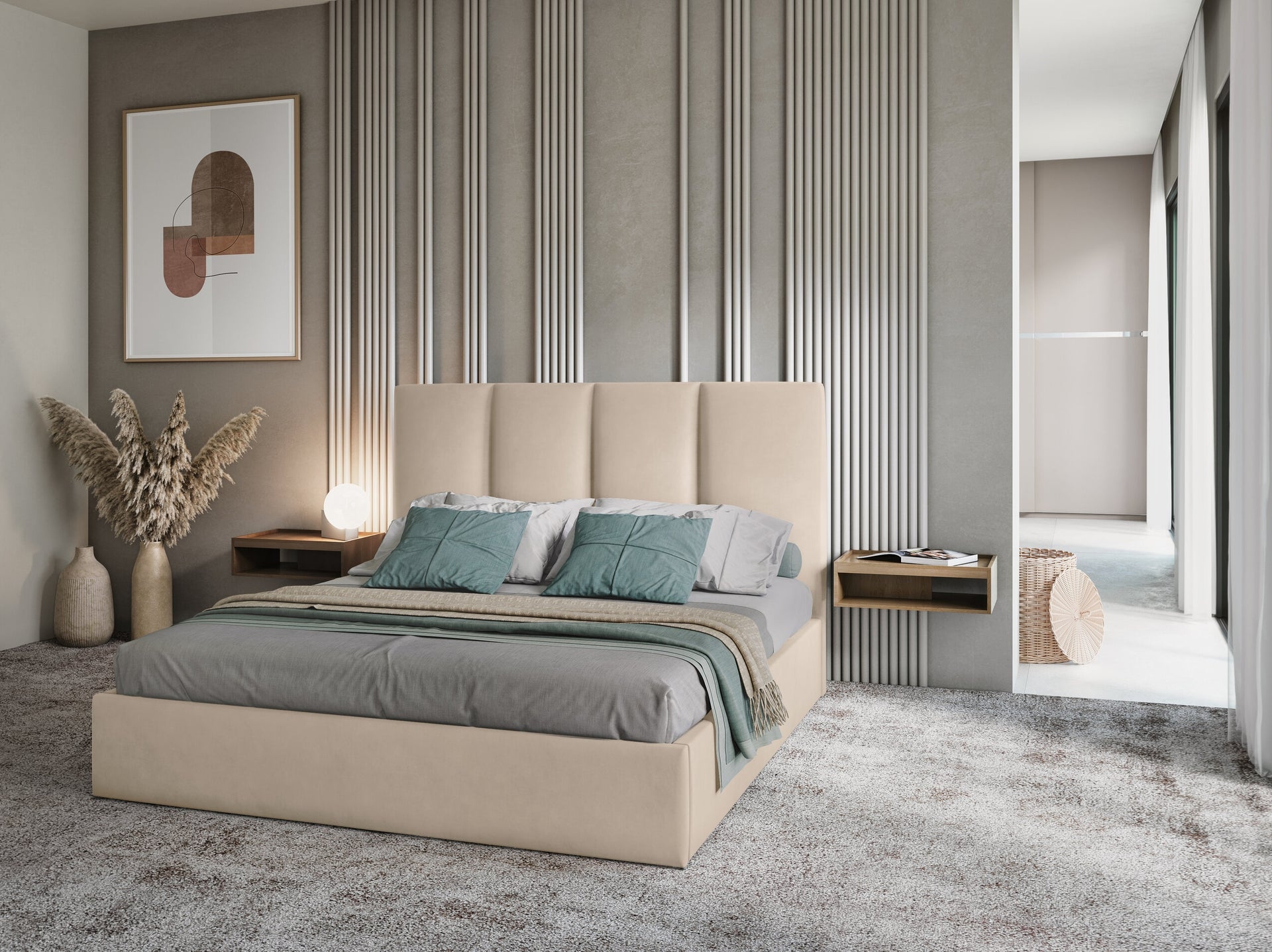 Micadoni-MIC_BF140_65_F1_PYLA1-B Letto Pyla in velluto Matt Velvet – 140x200 cm - immagine 1