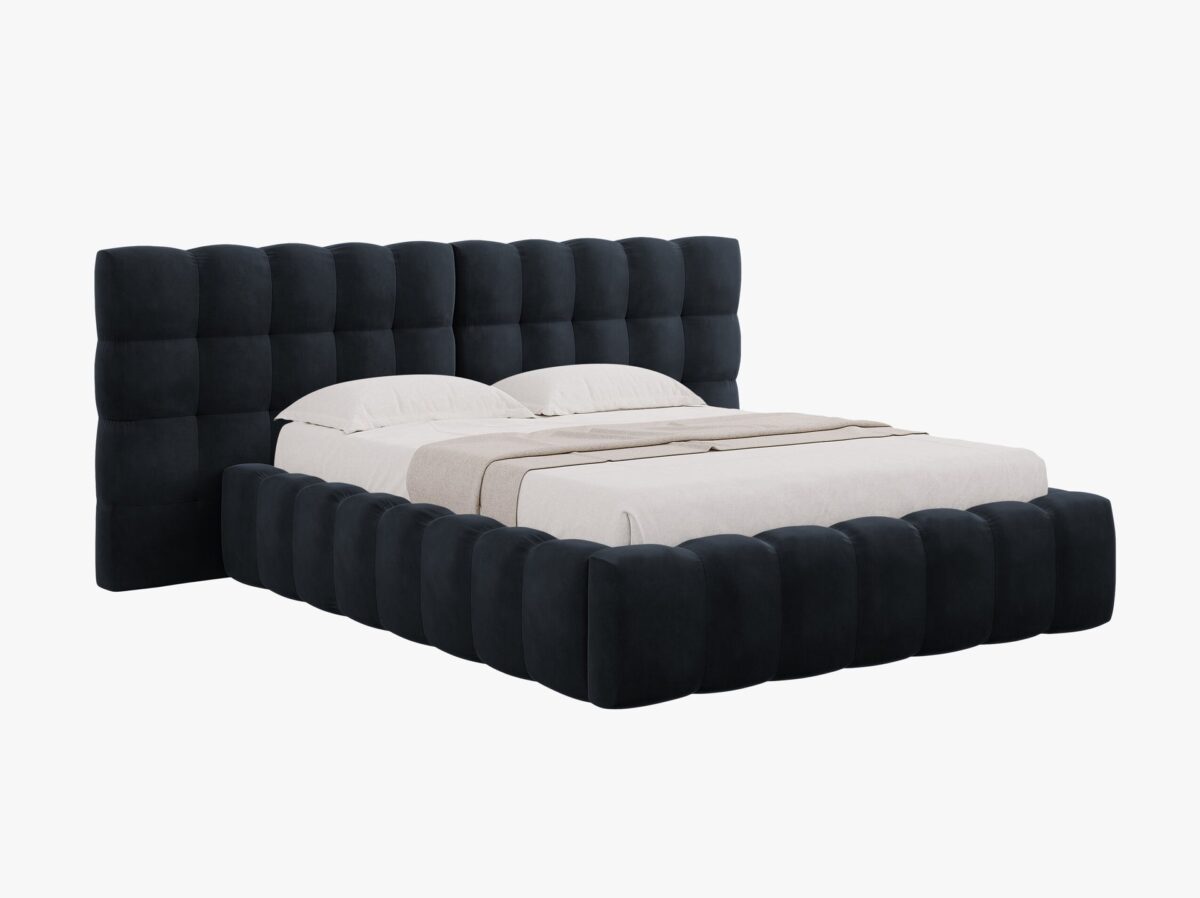 Letto matrimoniale Mamaia in velluto Bluvel con contenitore e testiera doppia - 200x200 cm - immagine 11