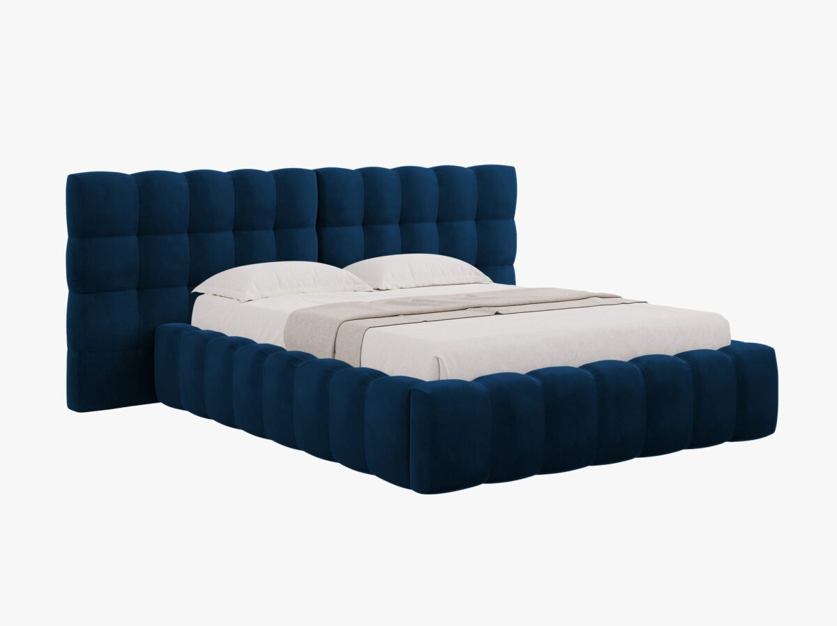 Letto matrimoniale Mamaia in velluto Bluvel con contenitore e testiera doppia - 200x200 cm - immagine 13
