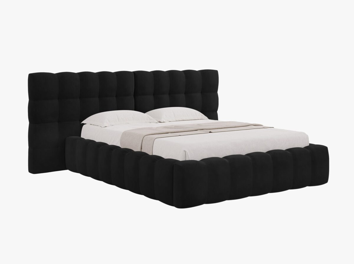 Letto matrimoniale Mamaia in velluto Bluvel con contenitore e testiera doppia - 200x200 cm - immagine 14