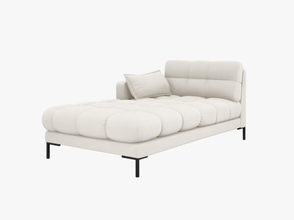 Chaise longue Mamaia 2 posti in tessuto strutturato Neve gambe nere - L185cm
