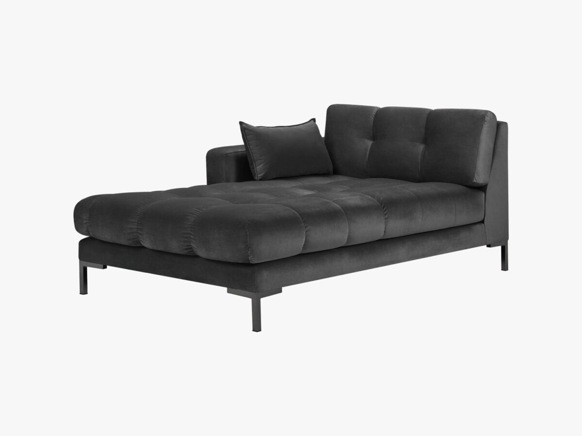 Chaise longue Mamaia 2 posti in velluto Bluvel gambe nere - L185cm - immagine 6