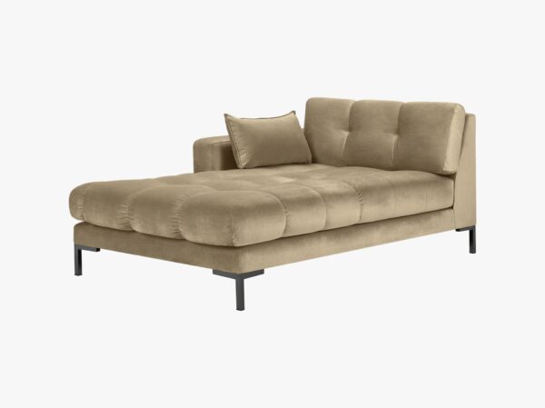 Chaise longue Mamaia 2 posti in velluto Bluvel gambe nere - L185cm