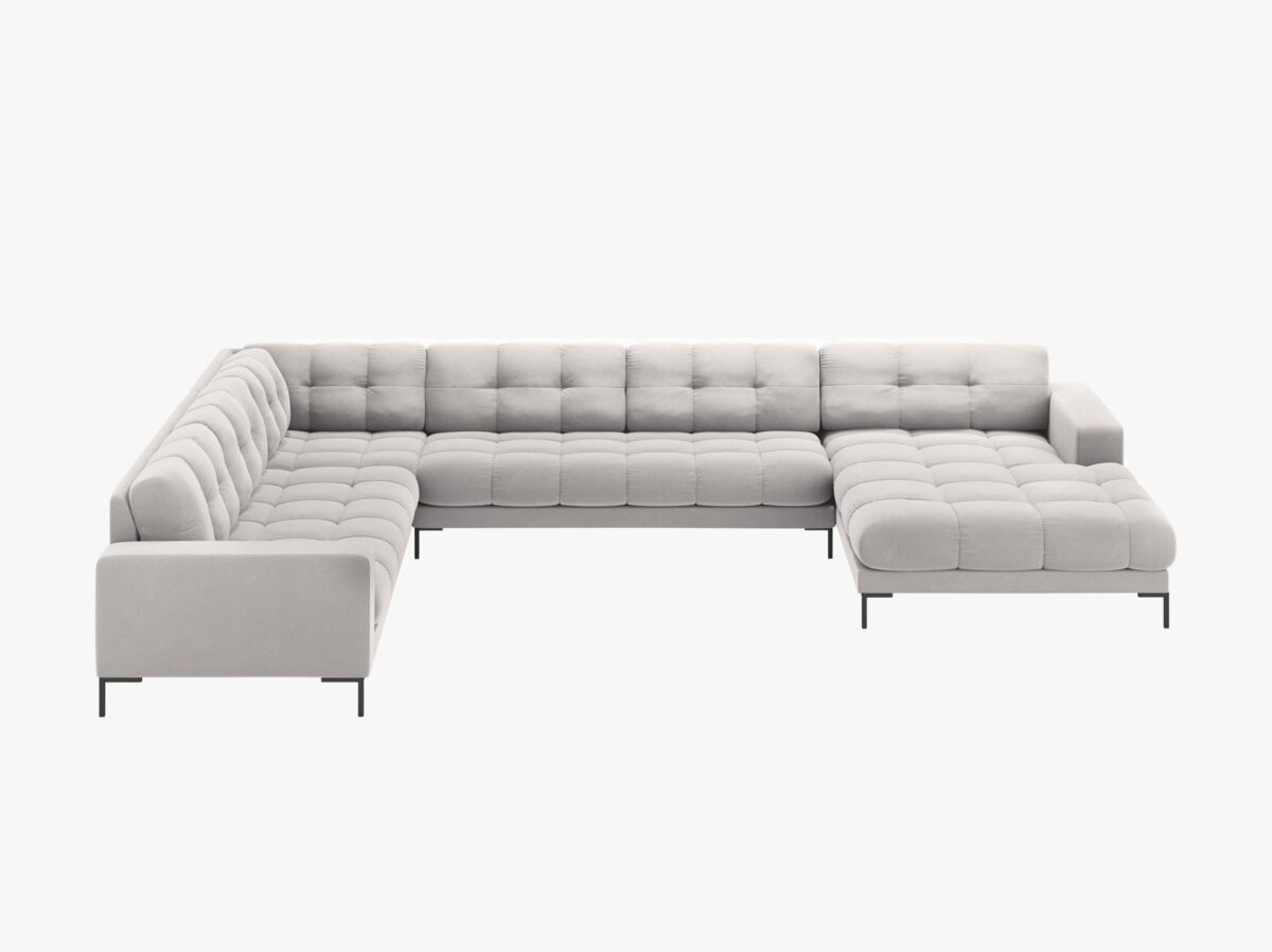 Divano angolare Mamaia 7 posti in velluto Bluvel gambe nere - L327 cm - immagine 16