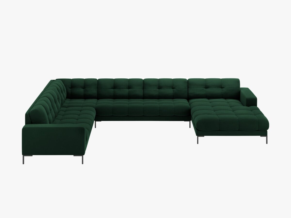 Divano angolare Mamaia 7 posti in velluto Bluvel gambe nere - L327 cm - immagine 12