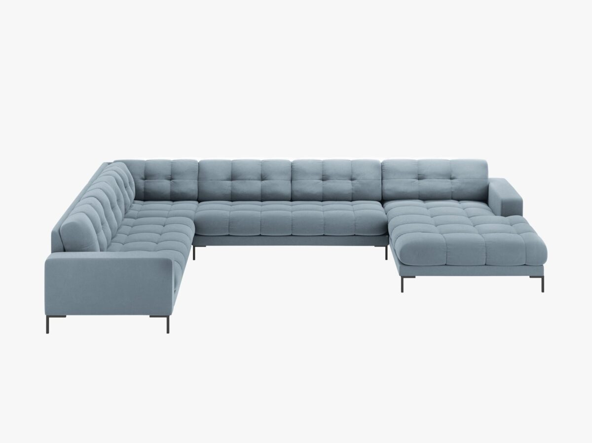 Divano angolare Mamaia 7 posti in velluto Bluvel gambe nere - L327 cm - immagine 14