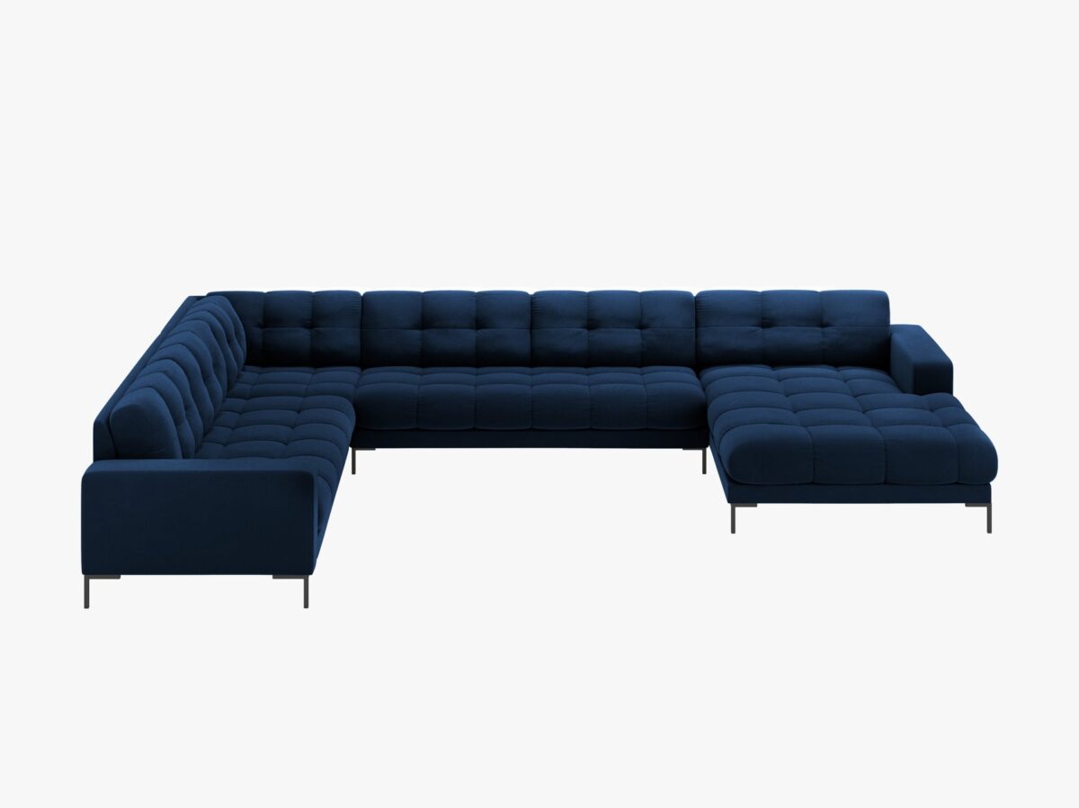 Divano angolare Mamaia 7 posti in velluto Bluvel gambe nere - L327 cm - immagine 15