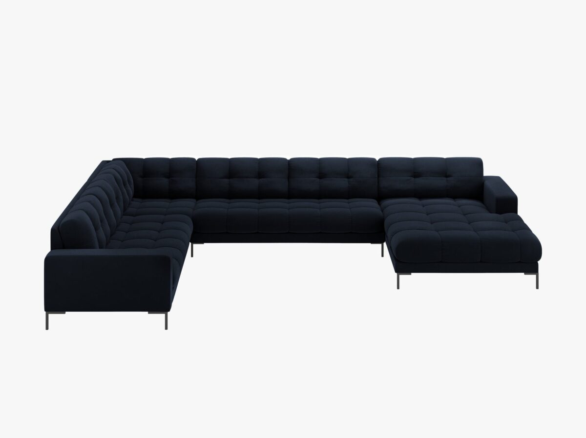 Divano angolare Mamaia 7 posti in velluto Bluvel gambe nere - L327 cm - immagine 13