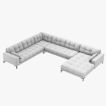 Divano angolare Mamaia 7 posti in tessuto Bouclé gambe nere - L327 cm
