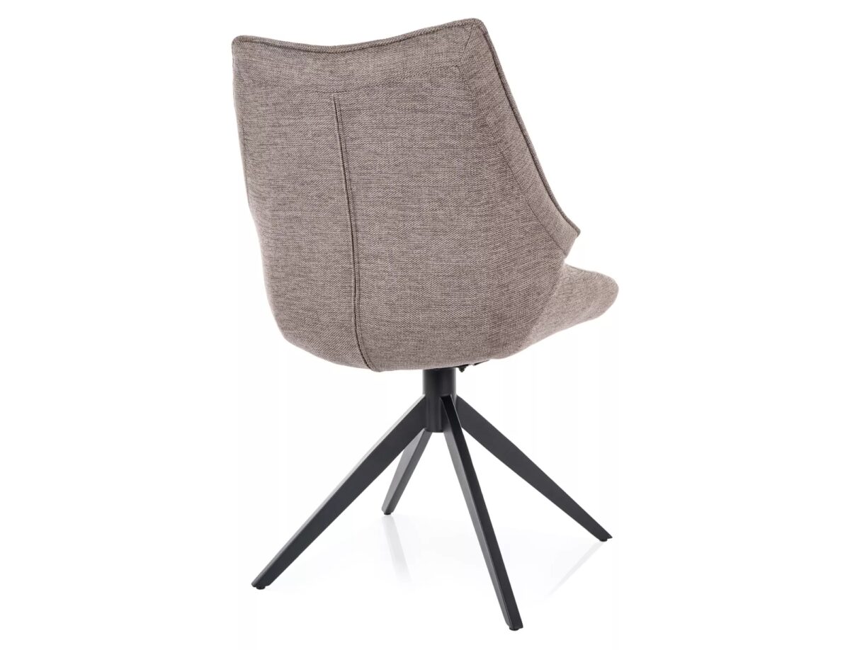Sedia Coda Brego in tessuto beige Brego 34 con struttura in metallo nero opaco e seduta girevole auto-return – 56x91 cm - immagine 4