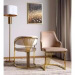 Sedia Alure in velluto Bluvel e struttura in acciaio inox dorato – 52x48x89 cm