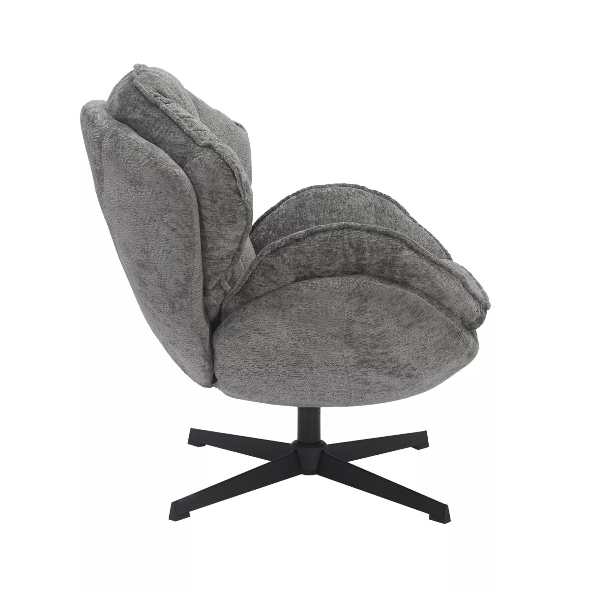 Poltrona Betty in tessuto grigio con struttura in metallo nero e seduta girevole – 73x87x83 cm - immagine 2